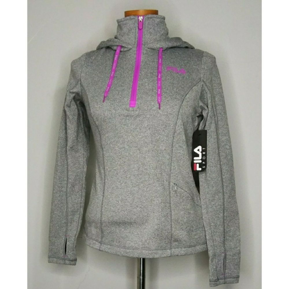 Fila Gray and Pink Women's Hoodie